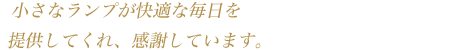 小さなランプが快適な毎日を提供してくれ、感謝しています。